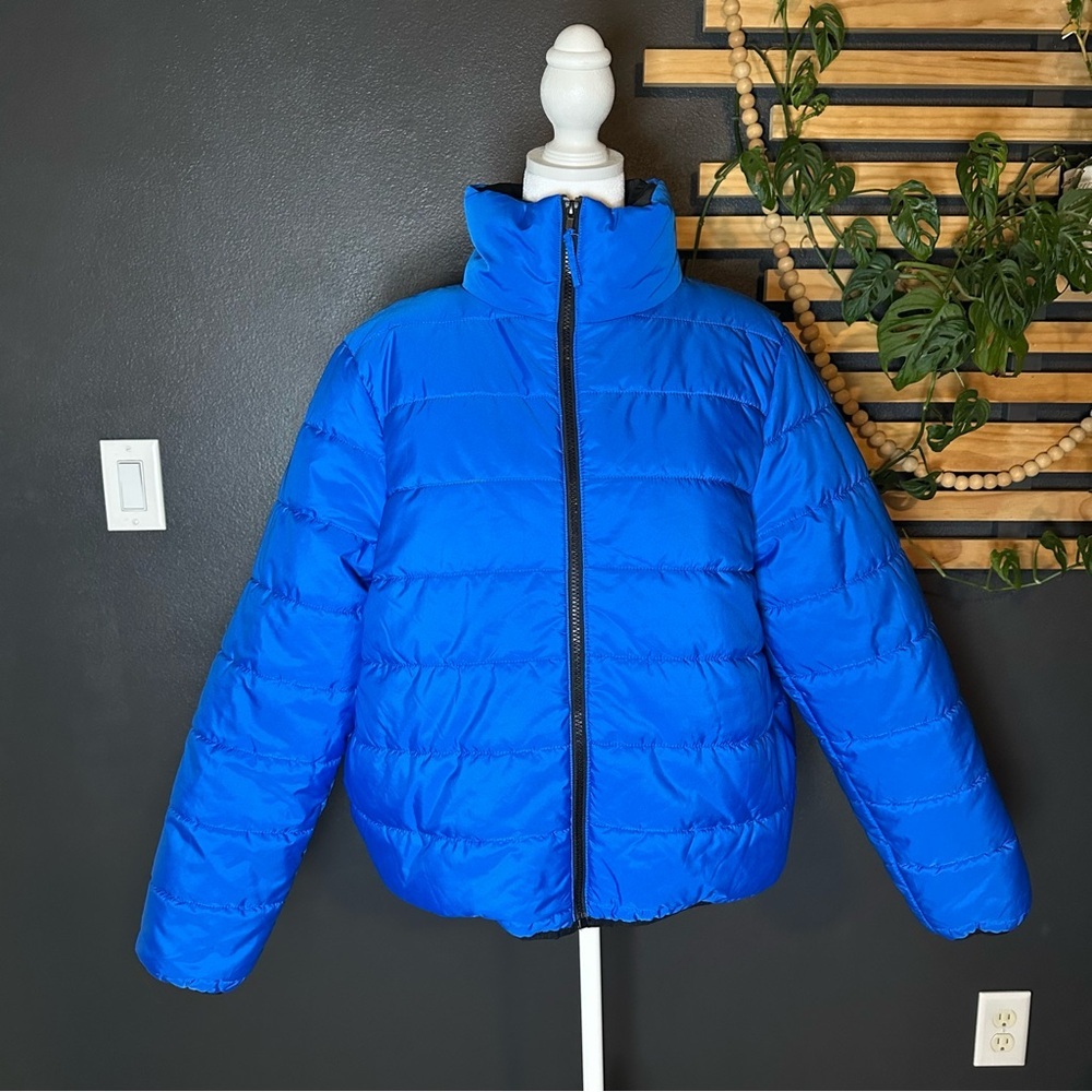 Wild Fable Blue Puffer Jacket Women’s Size Large Zip Front Winter Coat